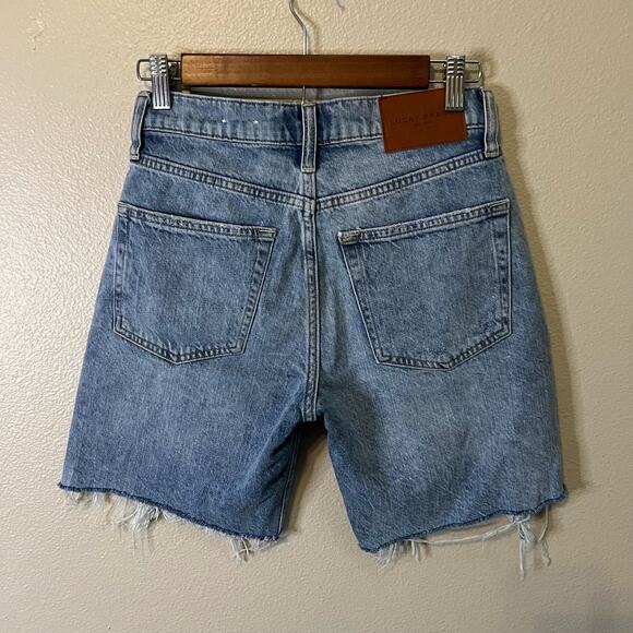 Lucky Brand High Rise 90's Loose Distressed Denim Shorts Size 00/24 - Picture 4 of 7